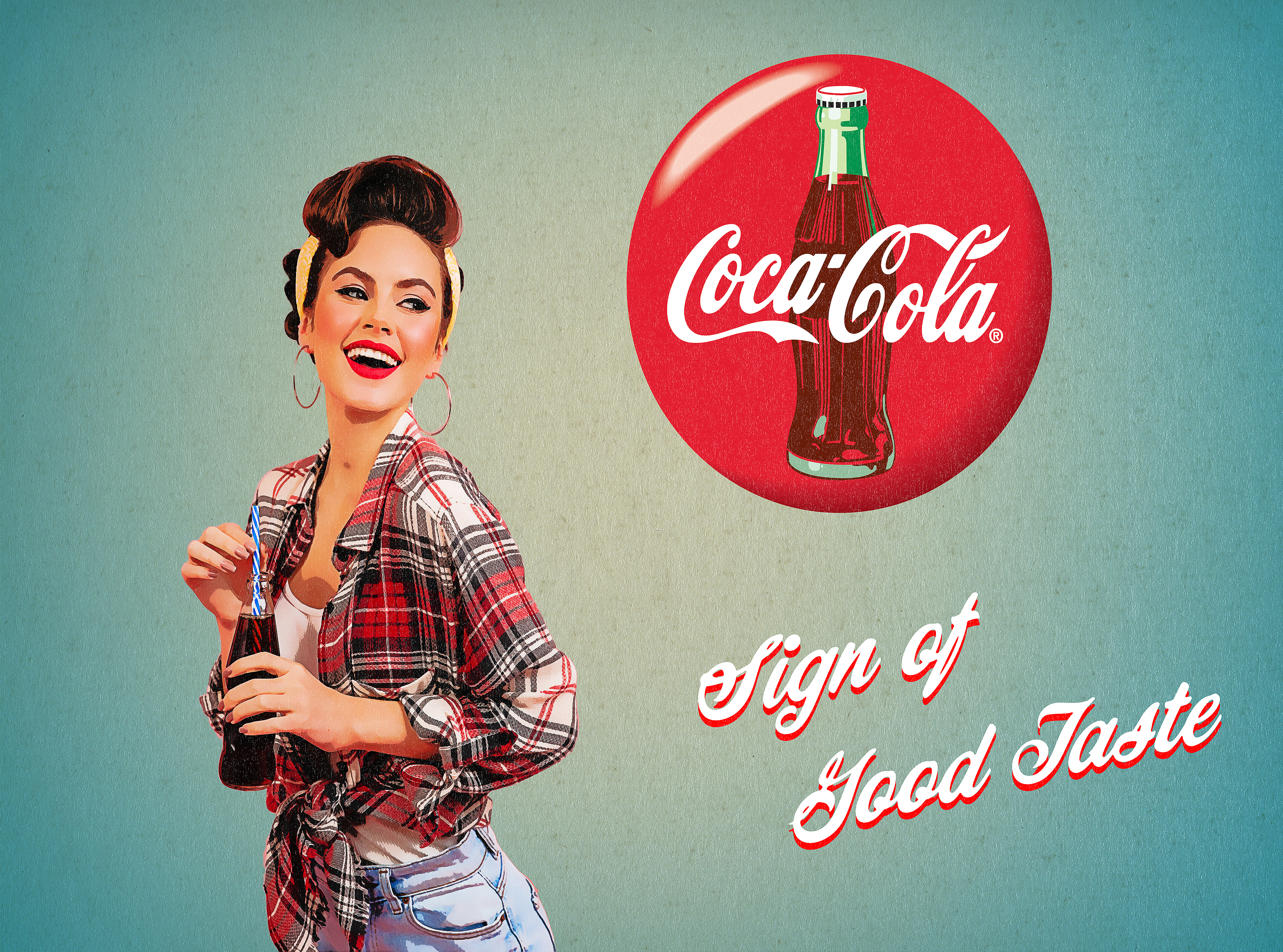 Retro Coca-Cola advertisement crafted for simulated promotional content for Coca-Cola. 2022